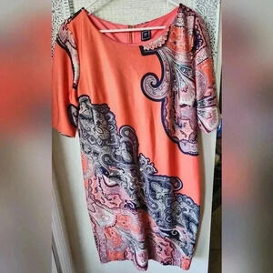 RM LL‎ Coral Dress sz 16 Paisley